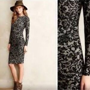 GANNI black lace print midi dress M (CL-3)